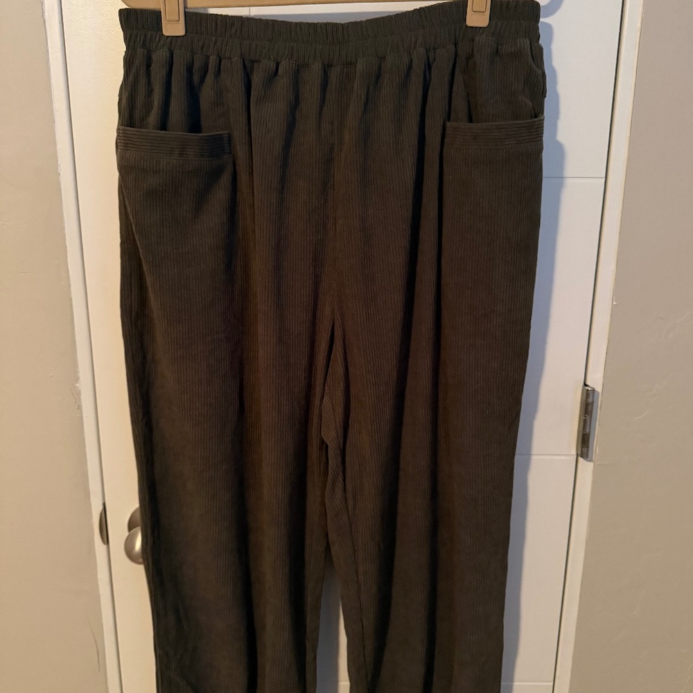 XXL - EVALESS Corduroy Pants High Waisted Tapered Work Pull On Ankle Cropped